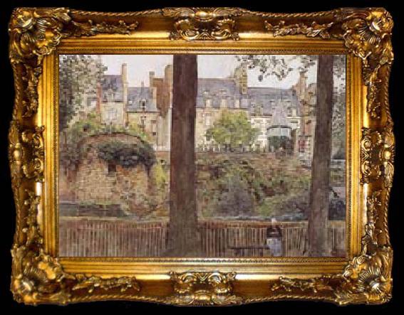 framed  William Frederick Yeames,RA On the Boulevards-Dinan-Brittany (mk46), ta009-2
